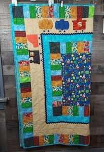 Animal forest Train Handmade Custom Quilt Blanket